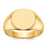 14k 13.5x12.5mm Closed Back Mens Signet Ring